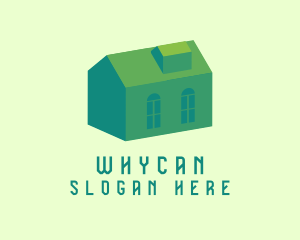 Village - 3D Green House logo design
