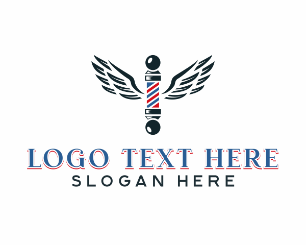 Barbershop - Barbershop Pole Haircut logo design