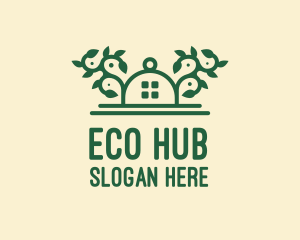 Ecosystem - Green Vine Landscape House logo design