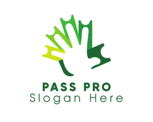 Pass - Green Ticket Hand logo design