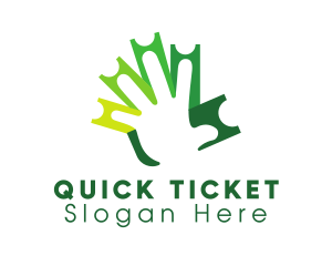 Ticket - Green Ticket Hand logo design