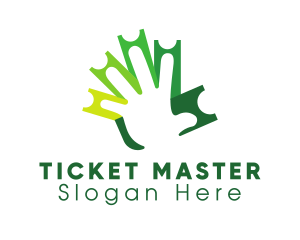 Ticket - Green Ticket Hand logo design