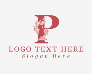 Cosmetics - Natural Leaves Letter P logo design