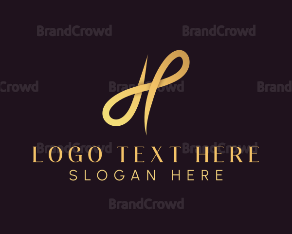 Gold Script Letter H Logo