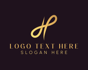 Bar - Gold Script Letter H logo design