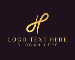 Gold Script Letter H Logo