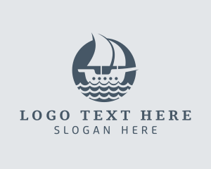 Yacht Club - Ocean Galleon Ship logo design