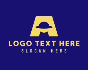 Planetarium - Space Alien Letter A logo design
