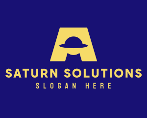 Saturn - Space Alien Letter A logo design