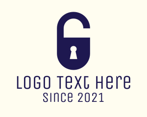 Unlock - Blue Keyhole Lock logo design