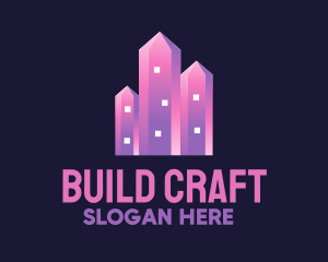 Pink Crystal Buildings logo design