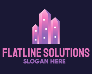 Flat - Pink Crystal Buildings logo design