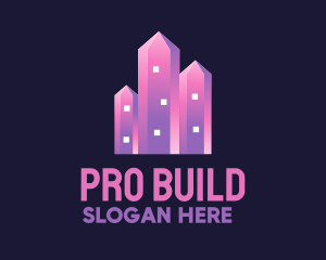 Pink Crystal Buildings logo design