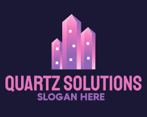Quartz - Pink Crystal Buildings logo design