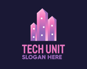 Unit - Pink Crystal Buildings logo design