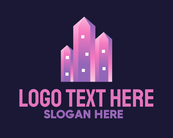 Skyscraper - Pink Crystal Buildings logo design