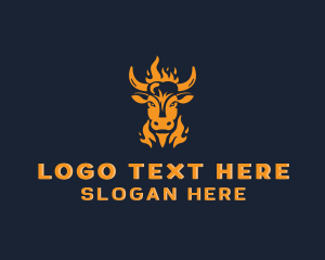Meat - Beef Barbecue Flame logo design