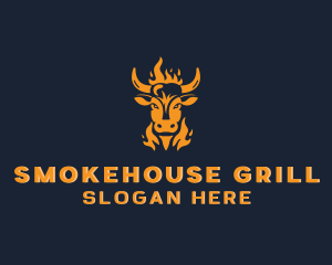 Barbecue - Beef Barbecue Flame logo design