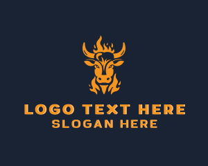 Steakhouse - Beef Barbecue Flame logo design