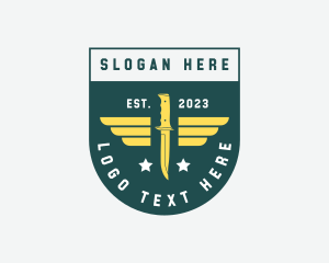 Defense - Wing Knife Shield Weapon logo design