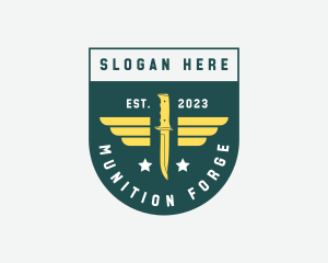 Munition - Wing Knife Shield Weapon logo design