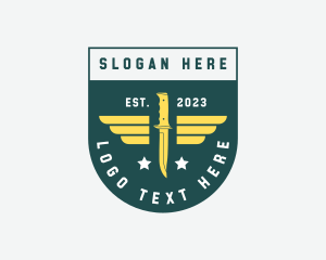Army - Wing Knife Shield Weapon logo design