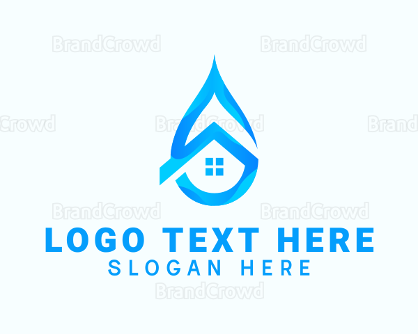 Blue House Water Droplet Logo