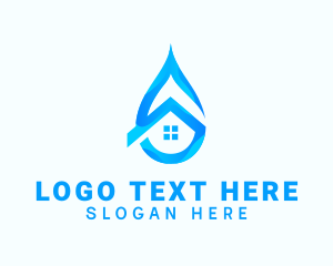 Blue House Water Droplet logo design