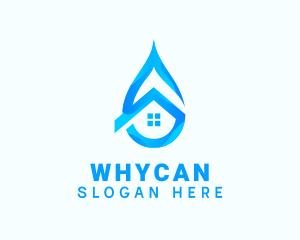 Blue House Water Droplet Logo