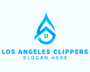 Purified - Blue House Water Droplet logo design