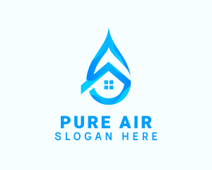 Blue House Water Droplet logo design