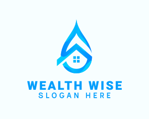 Hydro - Blue House Water Droplet logo design