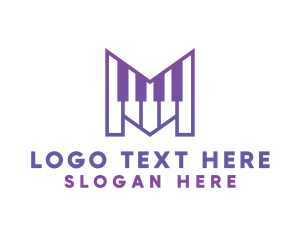 Initial - Purple Letter M Pianist logo design