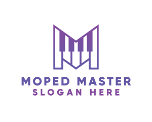 Purple Letter M Pianist logo design