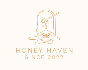 Beekeeping - Gold Honey Dipper Liquid logo design