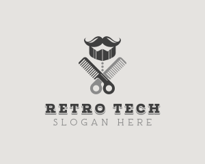 Mustache Barber Hairdresser logo design