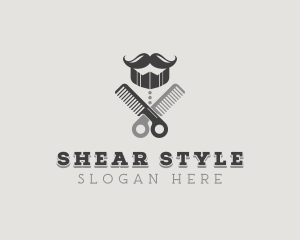 Mustache Barber Hairdresser logo design