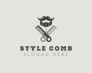 Mustache Barber Hairdresser logo design