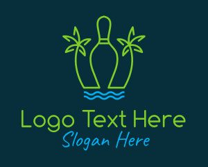 Aloha - Neon Tropical Bowling logo design