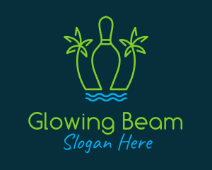 Neon Tropical Bowling logo design