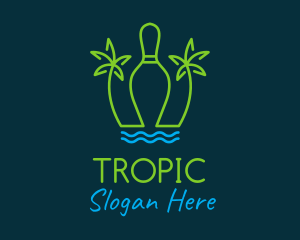 Neon Tropical Bowling logo design