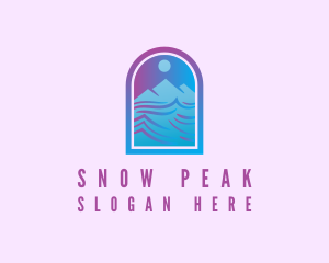 Skiing - Mountain River Arch logo design
