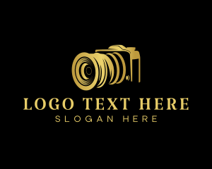 Video Camera - Golden Camera Lens logo design