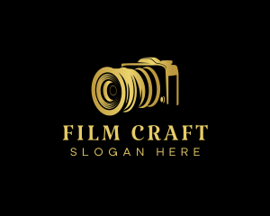 Cinematography - Golden Camera Lens logo design