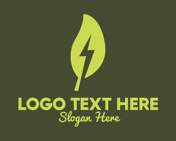 Herb - Leaf Lightning Bolt logo design