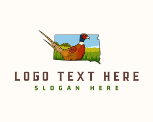 Map - South Dakota Pheasant Bird logo design