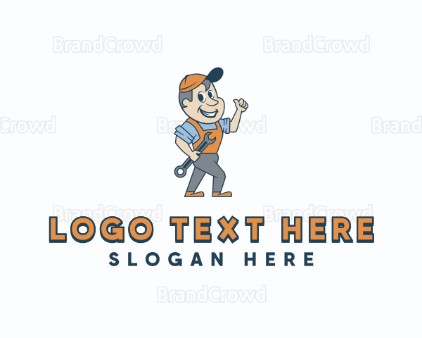 Cartoon Mechanic Wrench Logo