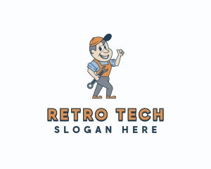 Cartoon Mechanic Wrench logo design