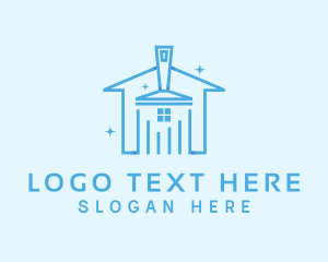 Cleaning - Blue Squeegee Cleaner logo design