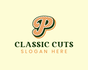 Barber Shop - Retro Vintage Letter P logo design